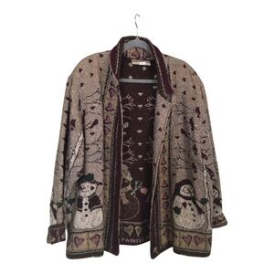 Charming Snowman Patterned Women's 2x Jacket